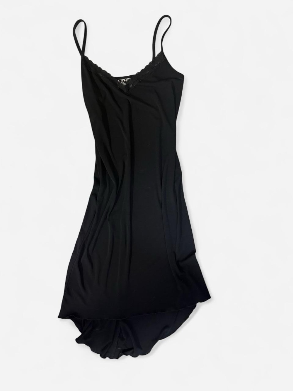 Jump Black High-Low Slip Dress with Lace Trim